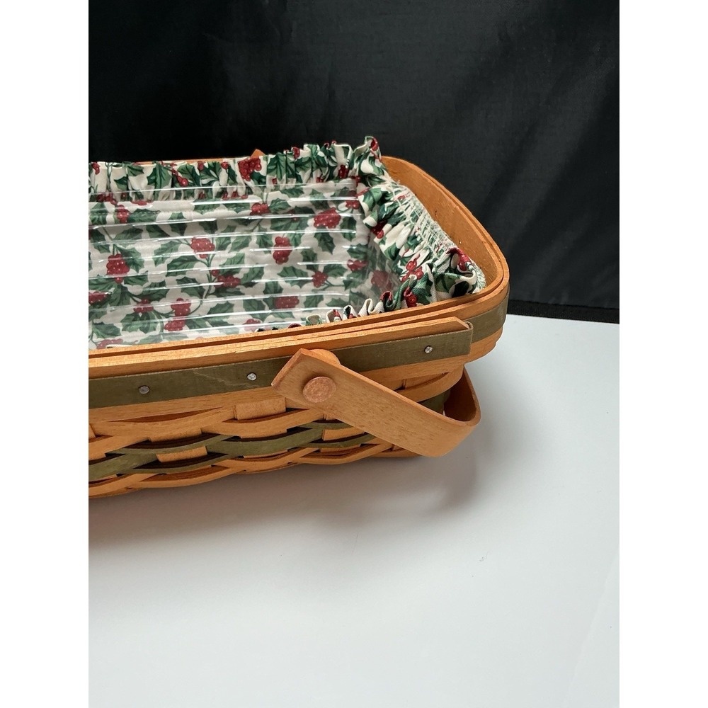 Longaberger 1996 Edition Holiday Cheer Basket Liner & Protector Swing Handles - Picture 6 of 12